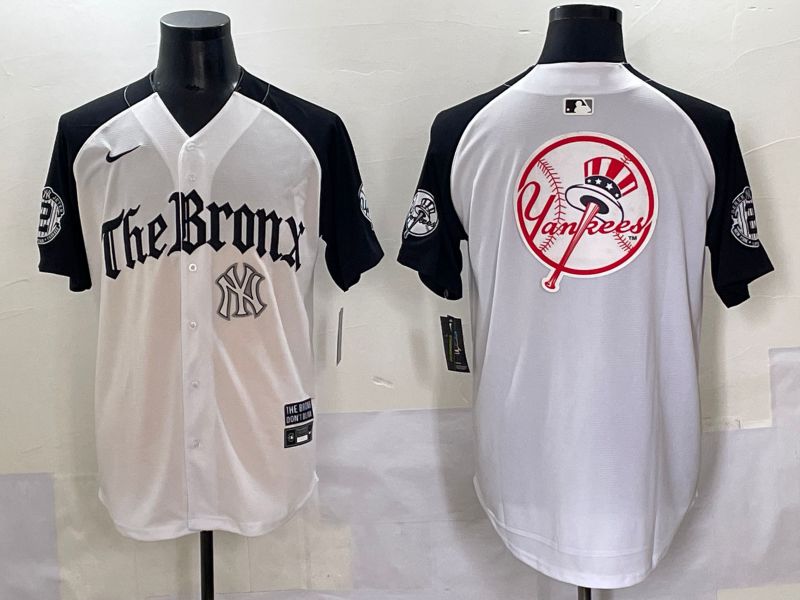 Men 2025 New York Yankees Blank White black Five generations Joint Name Nike MLB Jersey style 6235->new york yankees->MLB Jersey